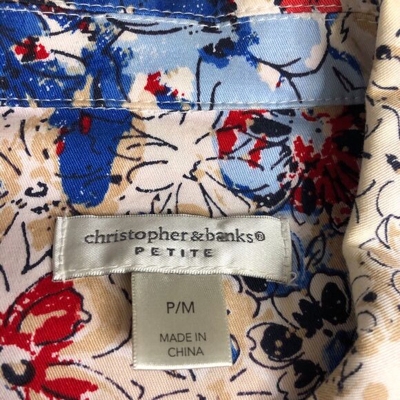 Christopher & Banks Jacket Womens M Petite Floral Art To Wear Abstract Pockets - Picture 5 of 16